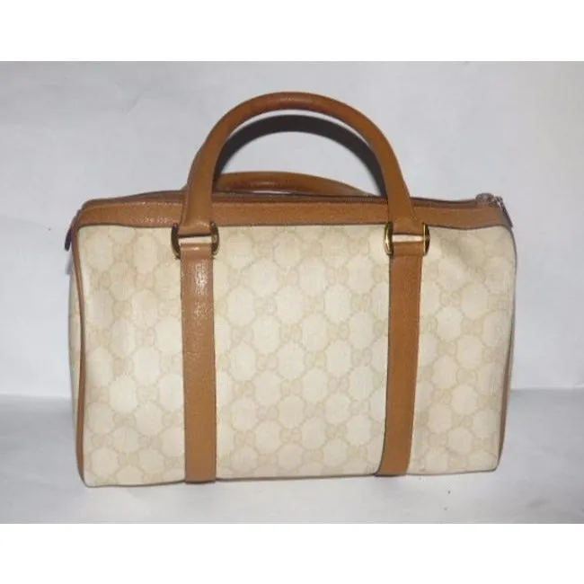 Gucci Endless variety Doctor S Ivory Logo Large Camel Coated Vintage Leather Satchel And G Canvas Privacy-protected