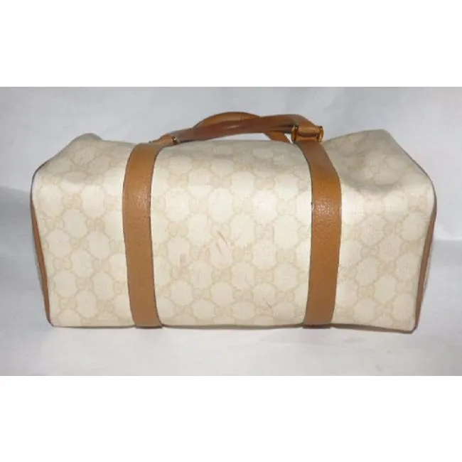 Gucci Endless variety Doctor S Ivory Logo Large Camel Coated Vintage Leather Satchel And G Canvas Privacy-protected