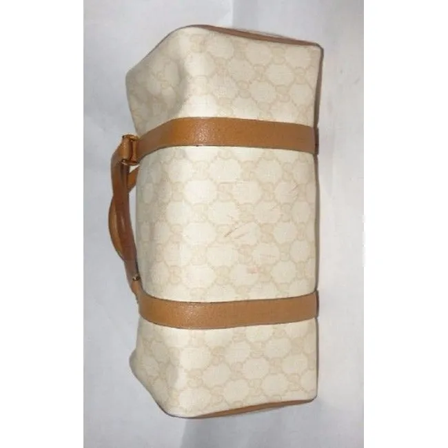 Gucci Endless variety Doctor S Ivory Logo Large Camel Coated Vintage Leather Satchel And G Canvas Privacy-protected