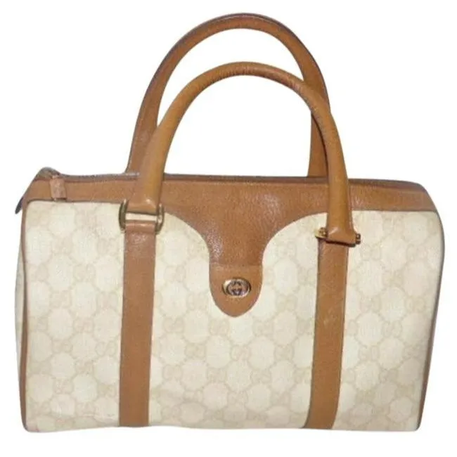 Gucci Endless variety Doctor S Ivory Logo Large Camel Coated Vintage Leather Satchel And G Canvas Privacy-protected