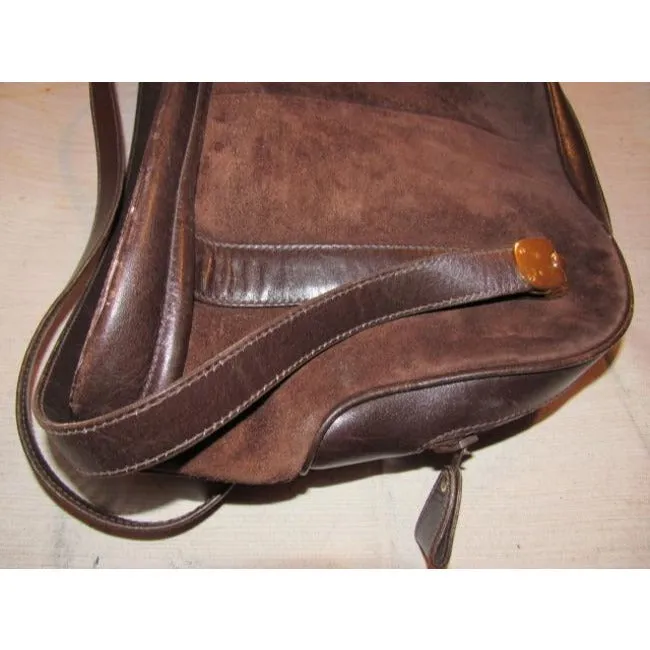 Gucci Vintage Pursesdesigner Purses Dark Brown Suede And Leather Leathersuede Satchel