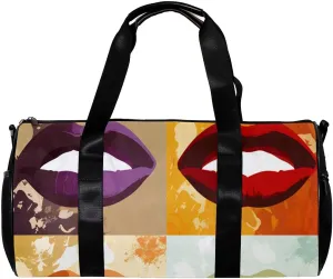 Gym Bags for Men,Travel Duffel Bags for Women,Abstract Kiss Modern Lips,Workout Bag