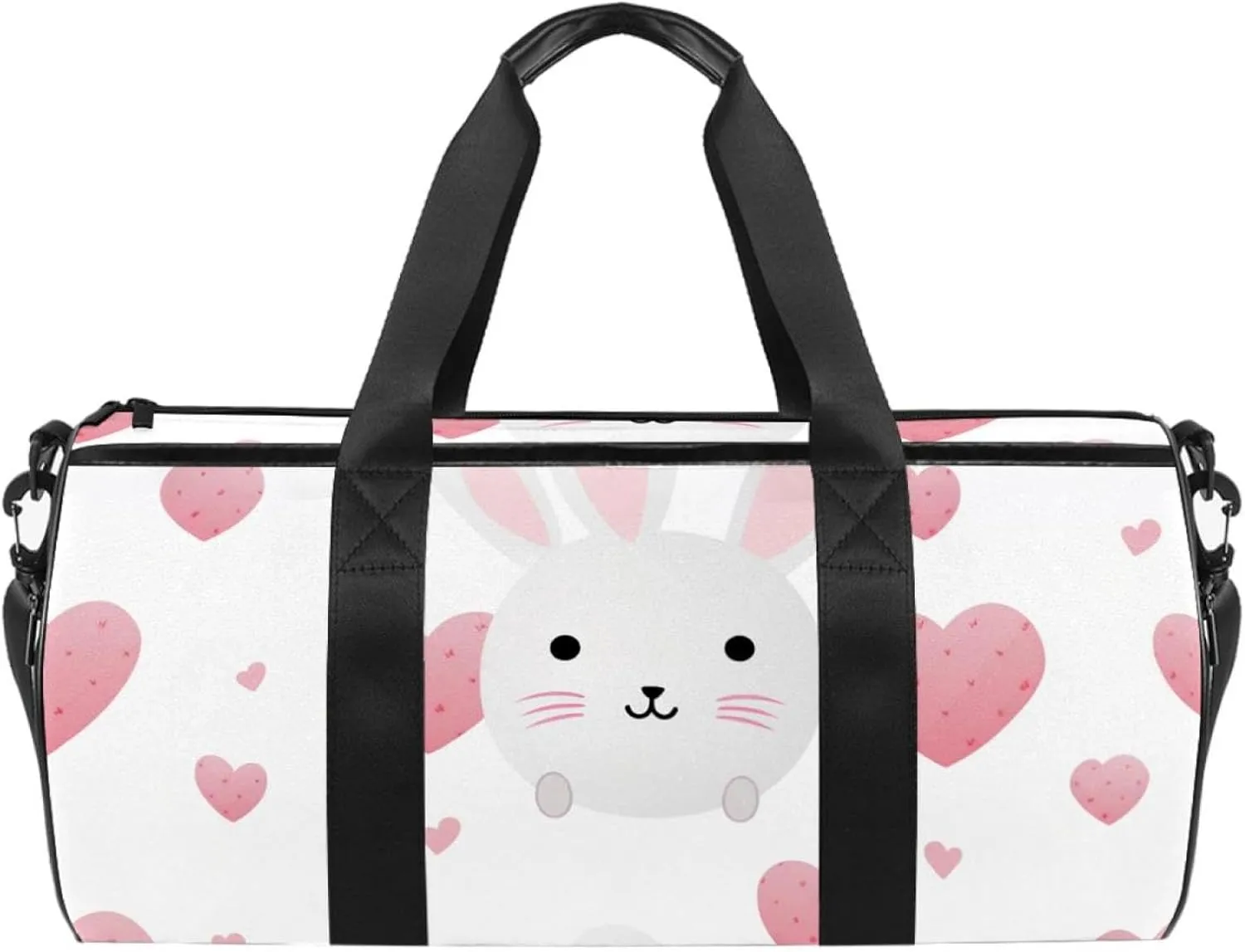 Gym Bags for Men,Travel Duffel Bags for Women,Bunny Face and Heart,Workout Bag
