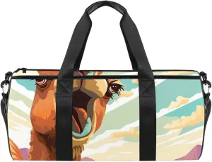Gym Bags for Men,Travel Duffel Bags for Women,Cartoon Funny Camel Desert,Workout Bag