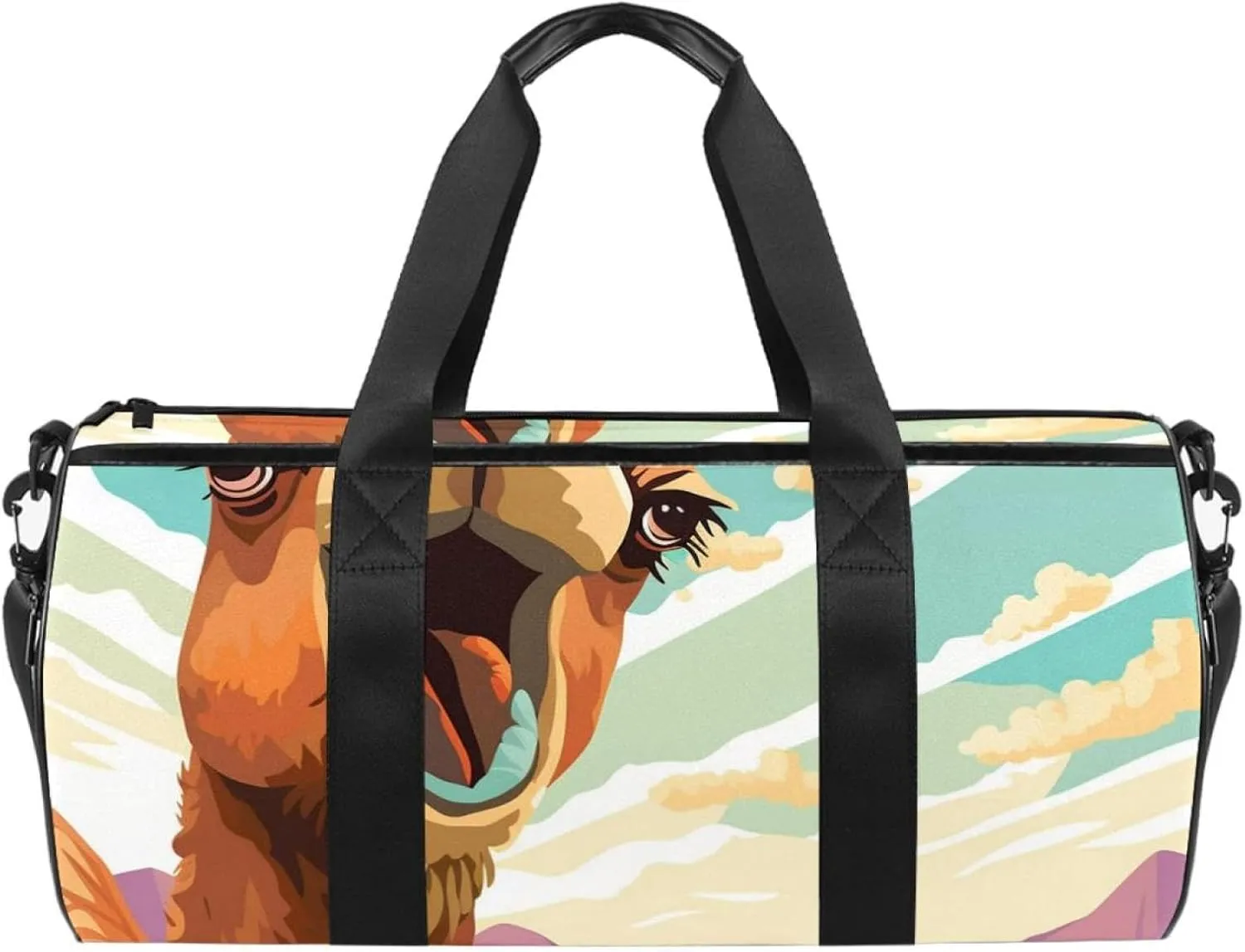 Gym Bags for Men,Travel Duffel Bags for Women,Cartoon Funny Camel Desert,Workout Bag