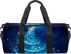 Gym Bags for Men,Travel Duffel Bags for Women,Christmas Magic Tree Blue,Workout Bag