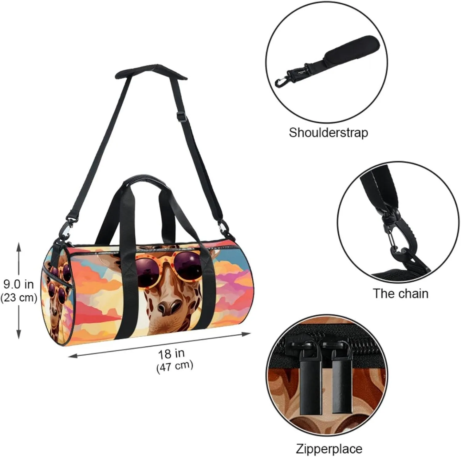 Gym Bags for Men,Travel Duffel Bags for Women,Desert Giraffe Glasses,Workout Bag