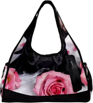 Gym Bags for Men,Travel Duffel Bags for Women,Dogs French Bulldog Rose Petal,Workout Bag