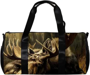 Gym Bags for Men,Travel Duffel Bags for Women,Elk Wild Life Painting,Workout Bag
