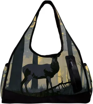 Gym Bags for Men,Travel Duffel Bags for Women,Forest Deer Elk Reindeer,Workout Bag