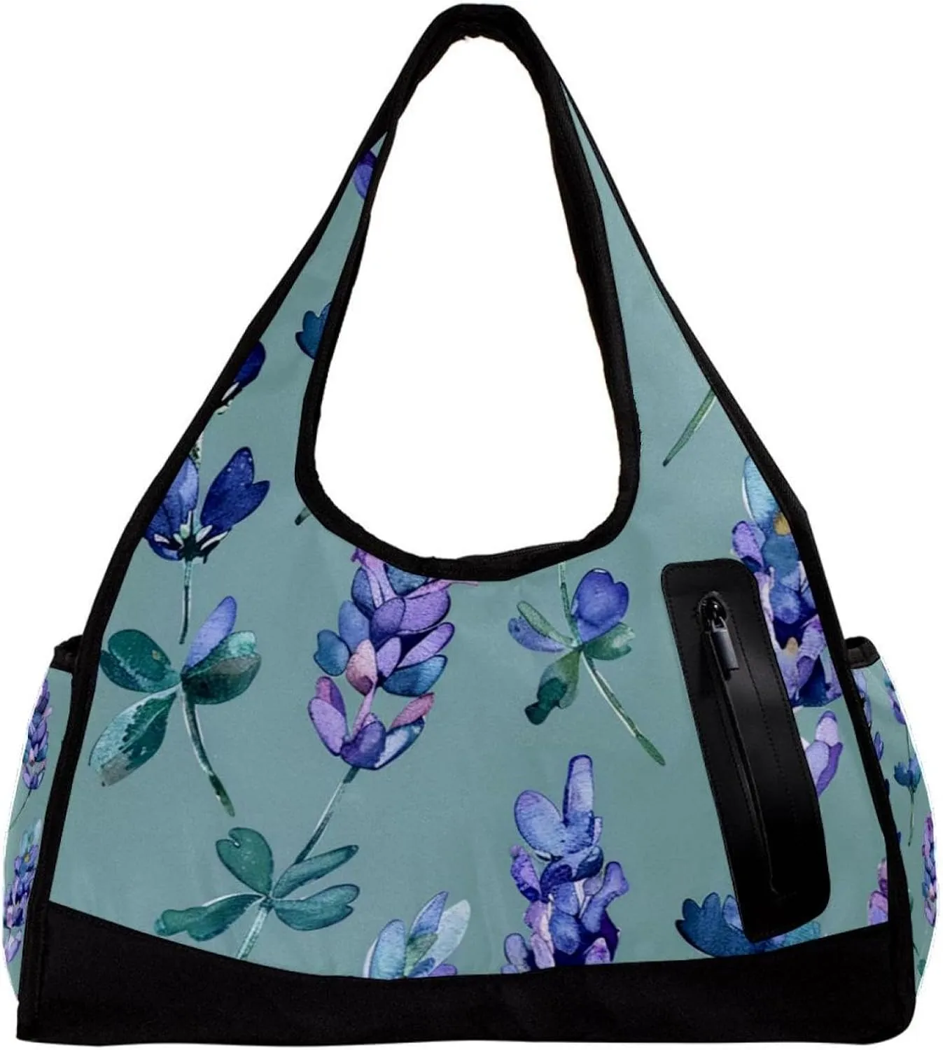 Gym Bags for Men,Travel Duffel Bags for Women,Four Leaf Clover Lavender Petals,Workout Bag
