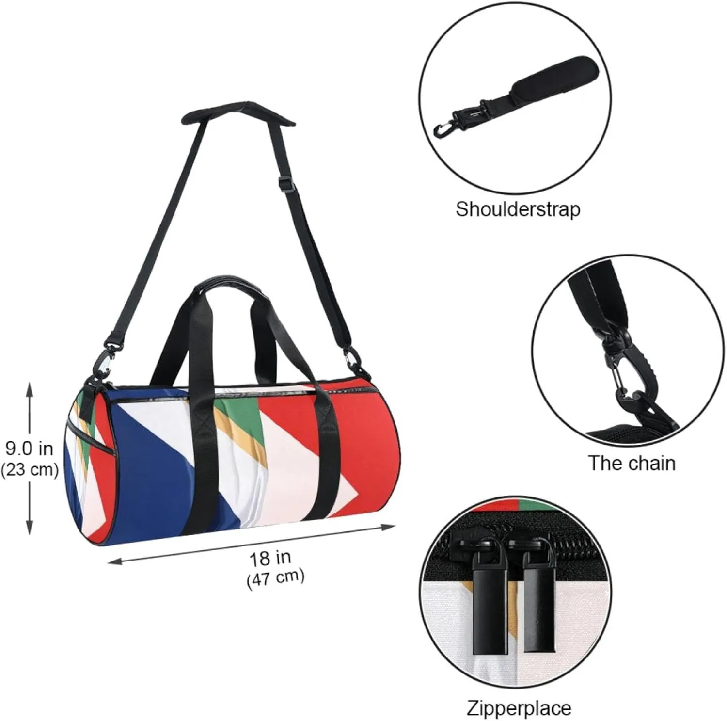 Gym Bags for Men,Travel Duffel Bags for Women,France and South Africa Flag,Workout Bag