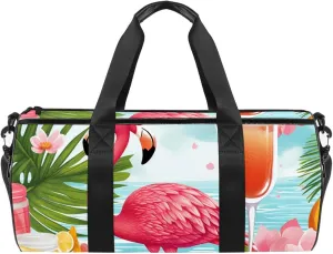 Gym Bags for Men,Travel Duffel Bags for Women,Tropical Juice Flamingo Party,Workout Bag