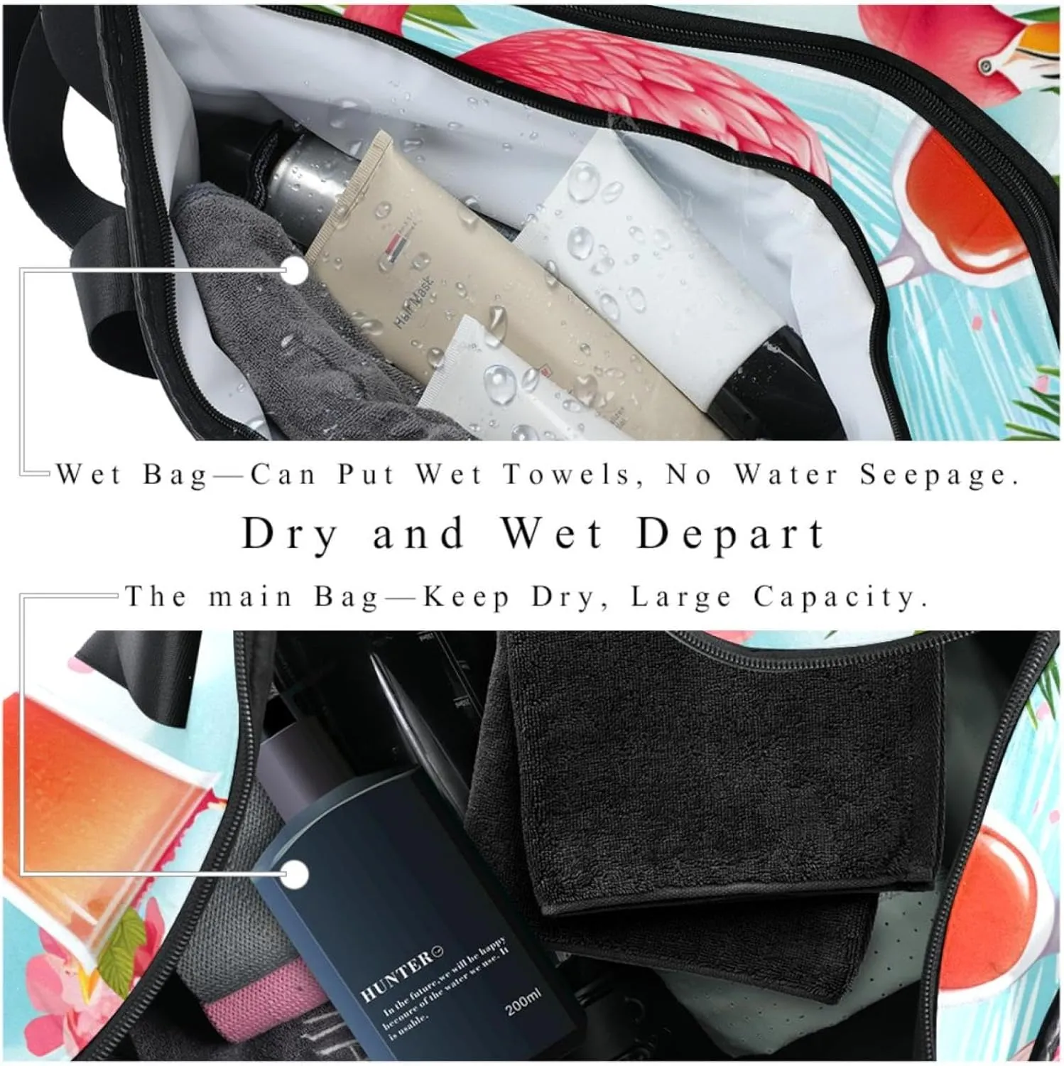 Gym Bags for Men,Travel Duffel Bags for Women,Tropical Juice Flamingo Party,Workout Bag