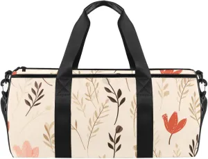 Gym Bags for Men,Travel Duffel Bags for Women,Vintage Pink Leaves Flower,Workout Bag