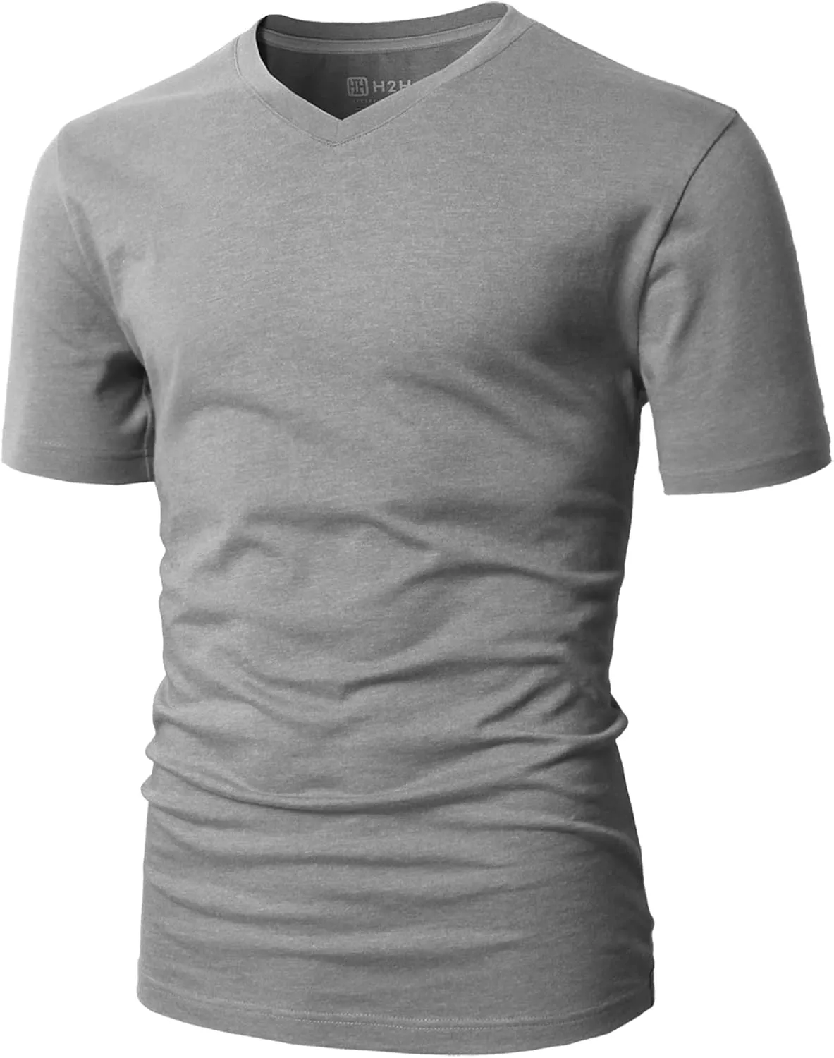H2H Mens Casual Slim Fit Short Sleeve T-Shirts Soft Lightweight V-Neck/Crew-Neck Size XS to 3XL