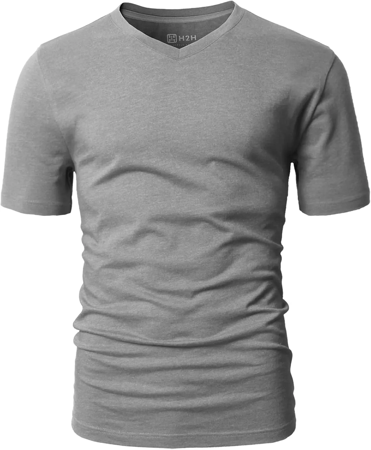 H2H Mens Casual Slim Fit Short Sleeve T-Shirts Soft Lightweight V-Neck/Crew-Neck Size XS to 3XL