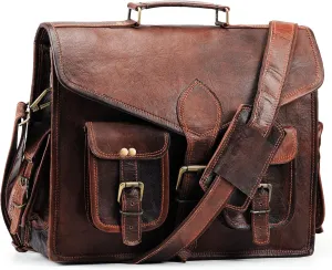 Handmade World Vintage Leather Laptop Messenger Bag For Men 'Opulent Companion' Computer Briefcase For Office Work Business (18 Inch)