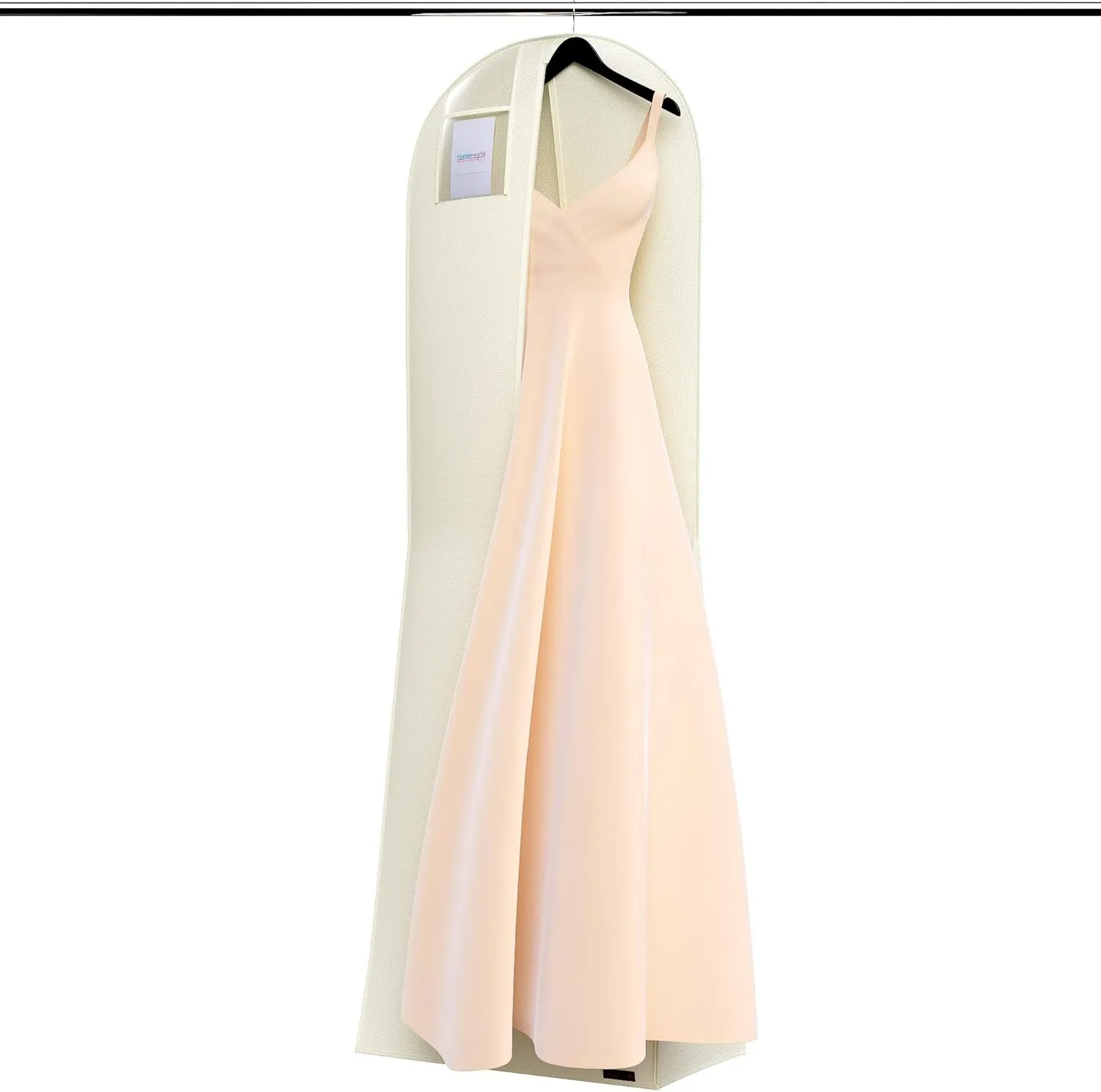 HANGERWORLD Large Wedding Dress Garment Bag Cover - 72" x 24" with Extra Wide Gusset 32" for Long Poufy Dress and Trains, Breathable, Acid-Free (Ivory)