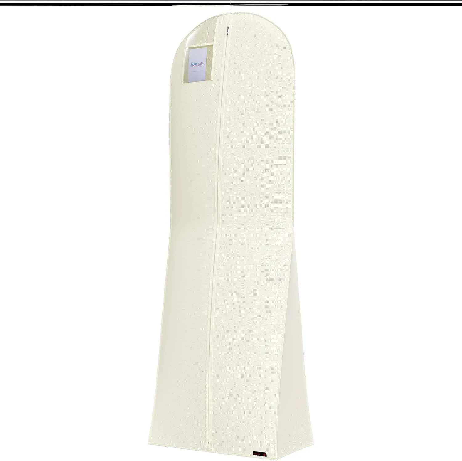 HANGERWORLD Large Wedding Dress Garment Bag Cover - 72" x 24" with Extra Wide Gusset 32" for Long Poufy Dress and Trains, Breathable, Acid-Free (Ivory)