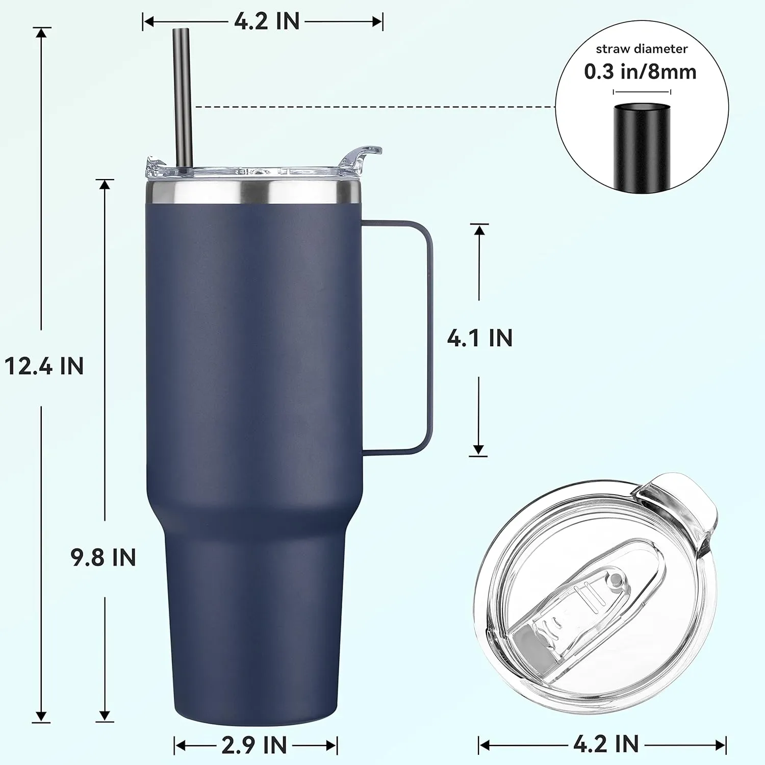 HASLE OUTFITTERS 40 oz Stainless Steel Tumbler with Handle, Vacuum Insulated Tumblers Bulk, Reusable Double Wall Travel Coffee Mug, Durable Powder Coated Water Bottles(Navy, 4)