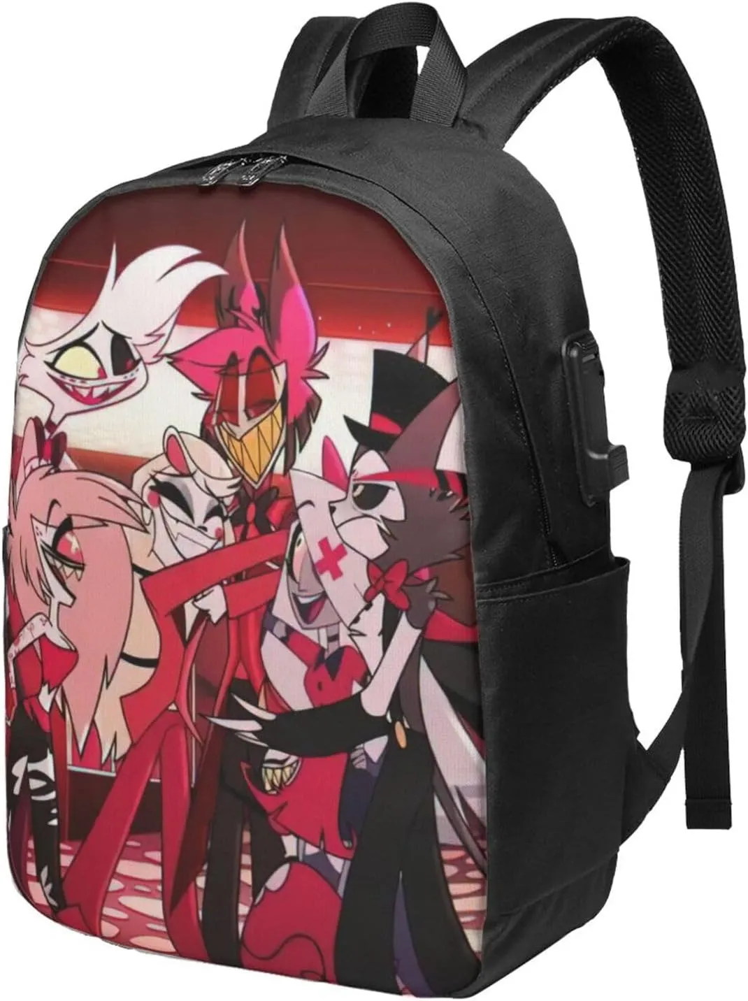 Hazbin Comedy Hotel Laptop Backpack Sport Bags Work Rucksack Cool Travel Bags Unisex Adult Casual Daypack for Office Notebook Bag with Usb Charging Port