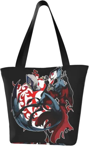 Helluva Comedy Boss Reusable Grocery Bag for Kitchen Shopping Bags Tote Bags with Zipper for Women Lightweight Daily Handbag Storage Shoulder Bag for Indoor