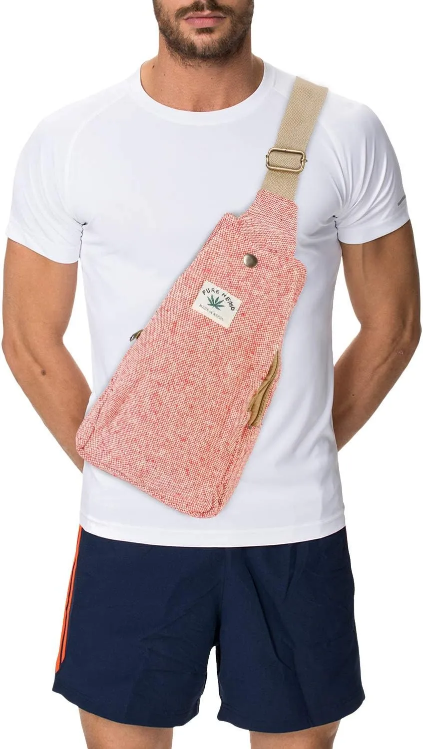 Hemp Sling Backpack- Hemp Cross body Bag- Hemp Shoulder Backpack Adjustable Strap for Men & Women