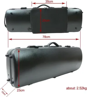 High Grade Violin Case 4/4 Full Size Carbon Fiber Violin Case Anti-Scratch Oblong Violin Box heet Removable Music Bag and 2 Adjustable Straps Strong Light Travel case (Black)