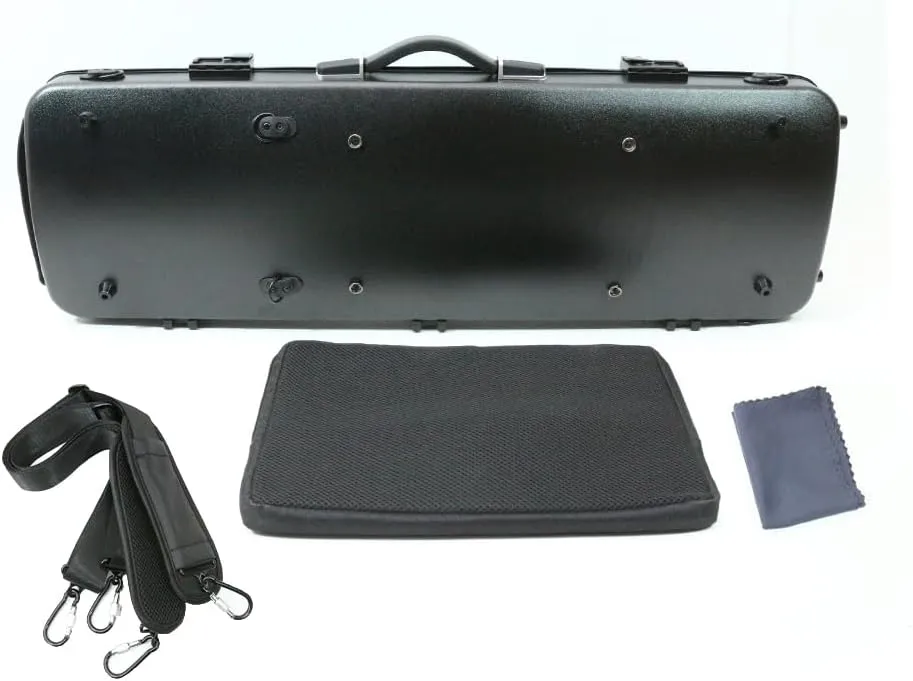 High Grade Violin Case 4/4 Full Size Carbon Fiber Violin Case Anti-Scratch Oblong Violin Box heet Removable Music Bag and 2 Adjustable Straps Strong Light Travel case (Black)