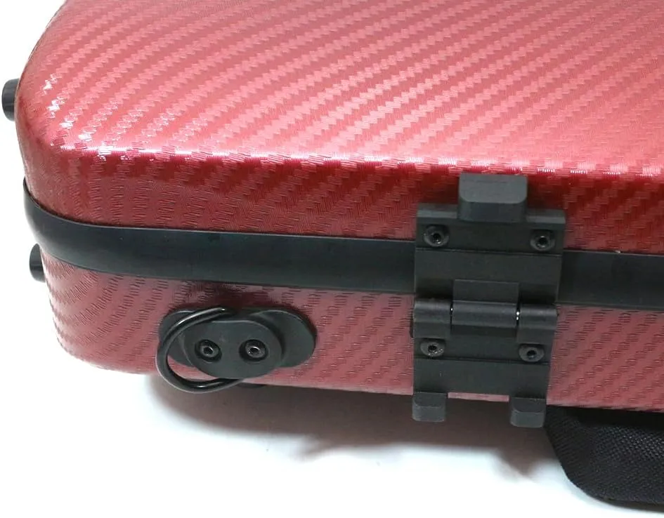 High Grade Violin Case 4/4 Full Size Carbon Fiber Violin Case Anti-Scratch Oblong Violin Box heet Removable Music Bag and 2 Adjustable Straps Strong Light Travel case (Wine Red Braided)