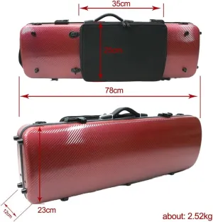 High Grade Violin Case 4/4 Full Size Carbon Fiber Violin Case Anti-Scratch Oblong Violin Box heet Removable Music Bag and 2 Adjustable Straps Strong Light Travel case (Wine Red Braided)
