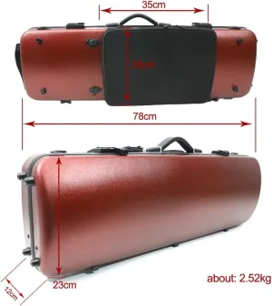 High Grade Violin Case 4/4 Full Size Carbon Fiber Violin Case Anti-Scratch Oblong Violin Box heet Removable Music Bag and 2 Adjustable Straps Strong Light Travel case (Wine Red)