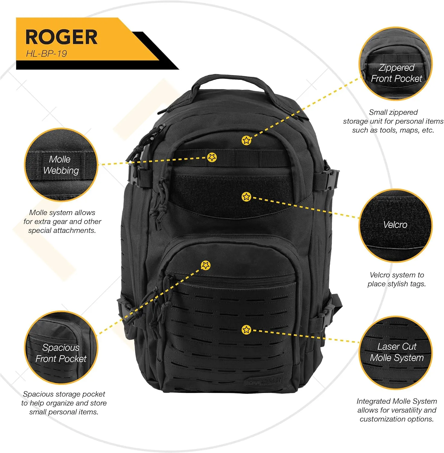 HIGHLAND TACTICAL Men's Roger, Black, 1 Size fits All