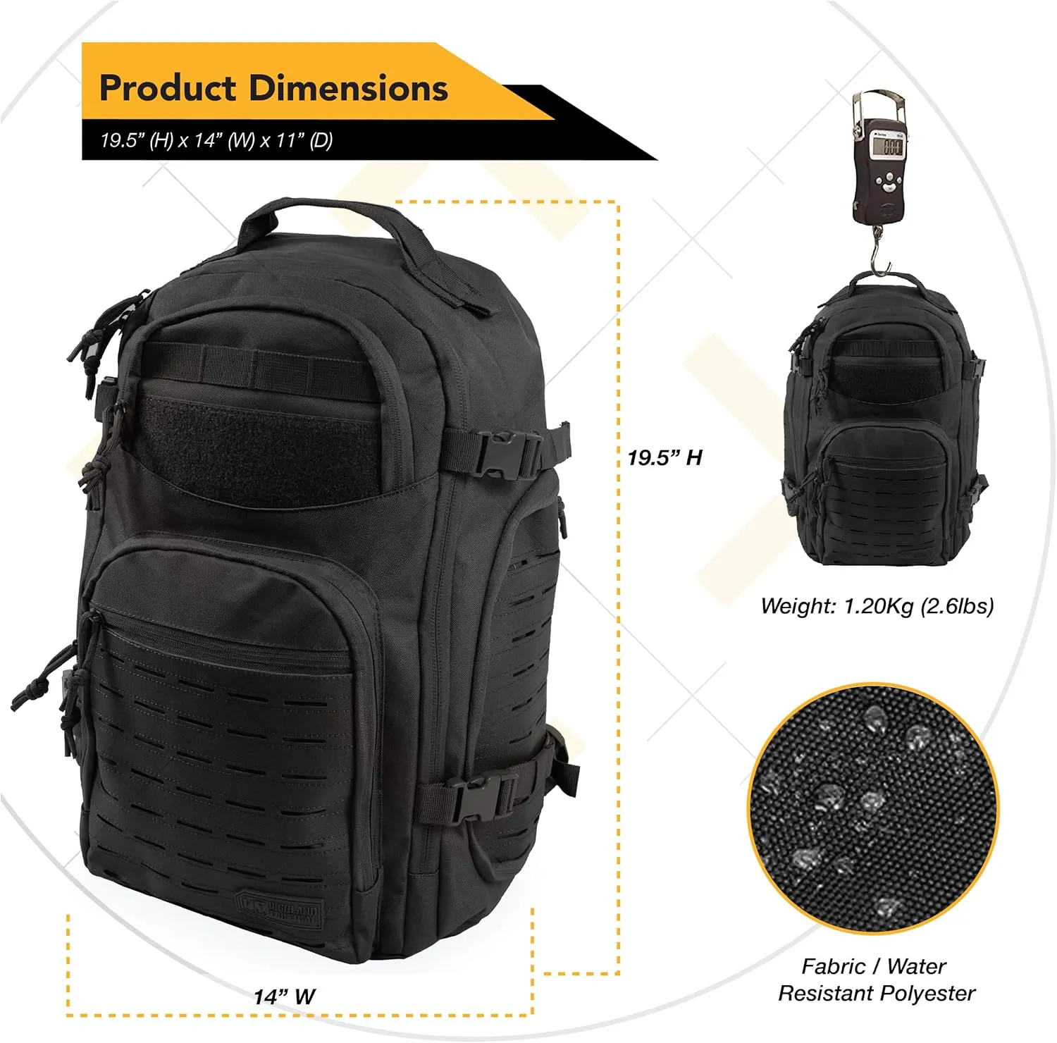 HIGHLAND TACTICAL Men's Roger, Black, 1 Size fits All