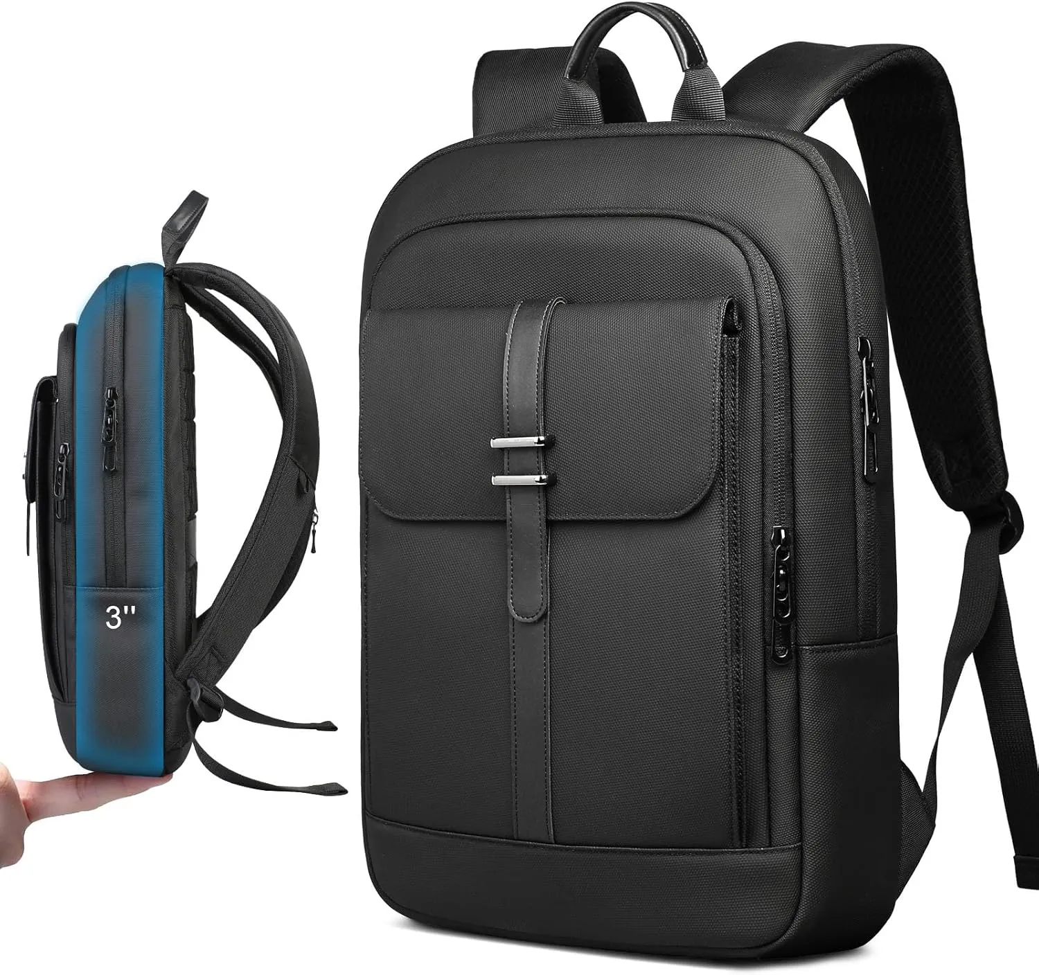 hk Slim Laptop Backpack for Men Women, Anti Theft 15.6 Inch Business Backpacks Water Resistant Computer Backpack for College Work Commuting Travel