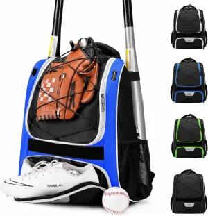 HMLIN Baseball Bag,Baseball Backpack, Softball Bat Bag with Shoes Compartment for Youth Adults,Lightweight Baseball Bag with T-Ball & Softball Equipment & Gear