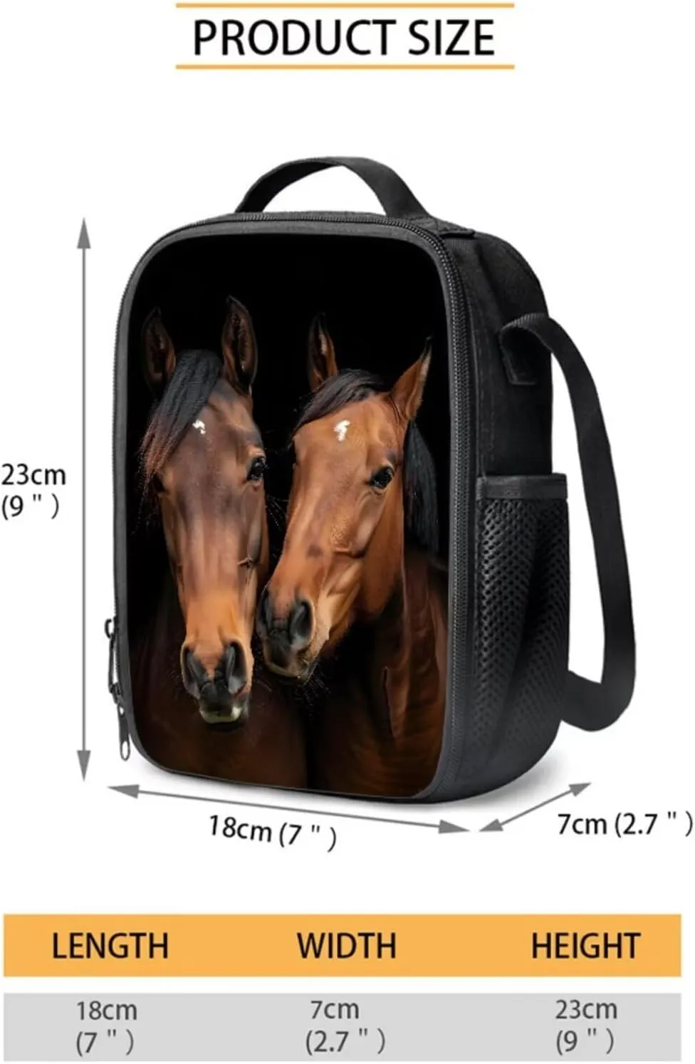 Horse Backpack Set for Boys 8-12 School Bag Set with Lunchbox Pencil Case Elementary 5th Grade Large Book Bags Student Hiking Camping Backpacks Daycare Bag Mochila Para NiñOs