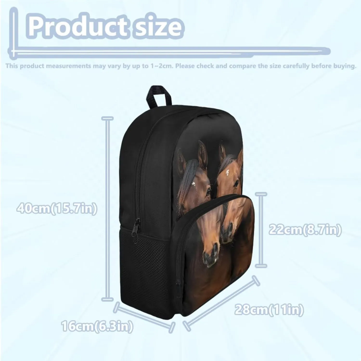 Horse Backpack Set for Boys 8-12 School Bag Set with Lunchbox Pencil Case Elementary 5th Grade Large Book Bags Student Hiking Camping Backpacks Daycare Bag Mochila Para NiñOs