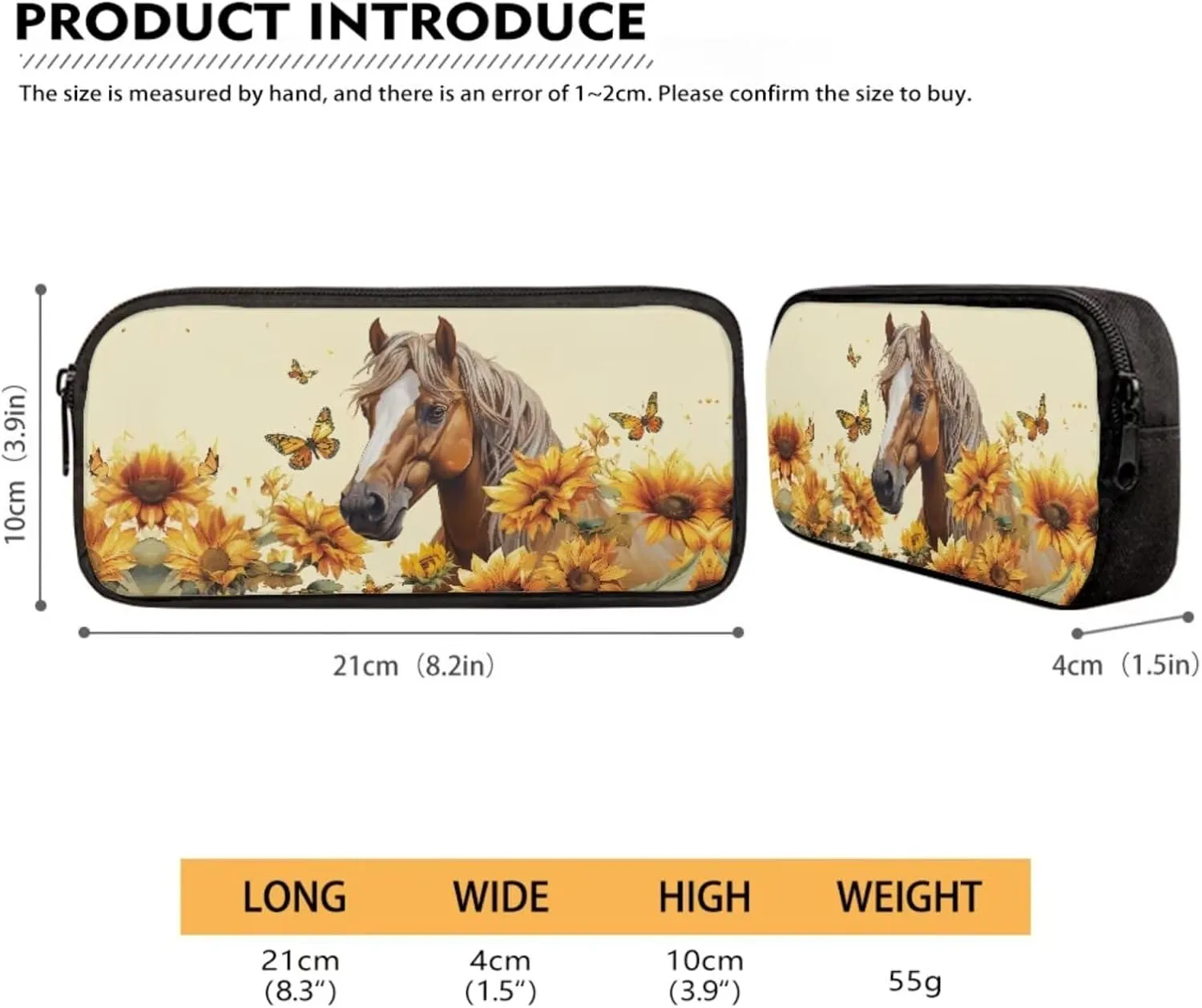 Horse Sunflower Girls Backpacks Ages 10-12 Middle School with Lunch Box Pencil Case Youth Large School Bags Student Hiking Camping Bookbag Travel Duffel Bags Back Pack