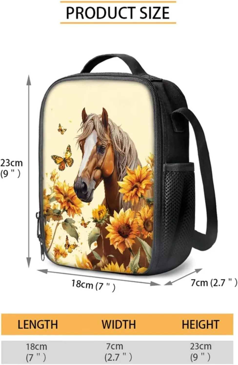Horse Sunflower Girls Backpacks Ages 10-12 Middle School with Lunch Box Pencil Case Youth Large School Bags Student Hiking Camping Bookbag Travel Duffel Bags Back Pack