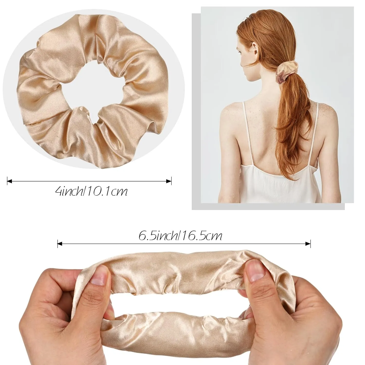 Hoteam 200 Pieces Satin Hair Scrunchies Bulk for Ponytail Holder Solid Color Satin Hair Tie Hair Elastics Bands for Women Teens Birthday Gift (Brown)