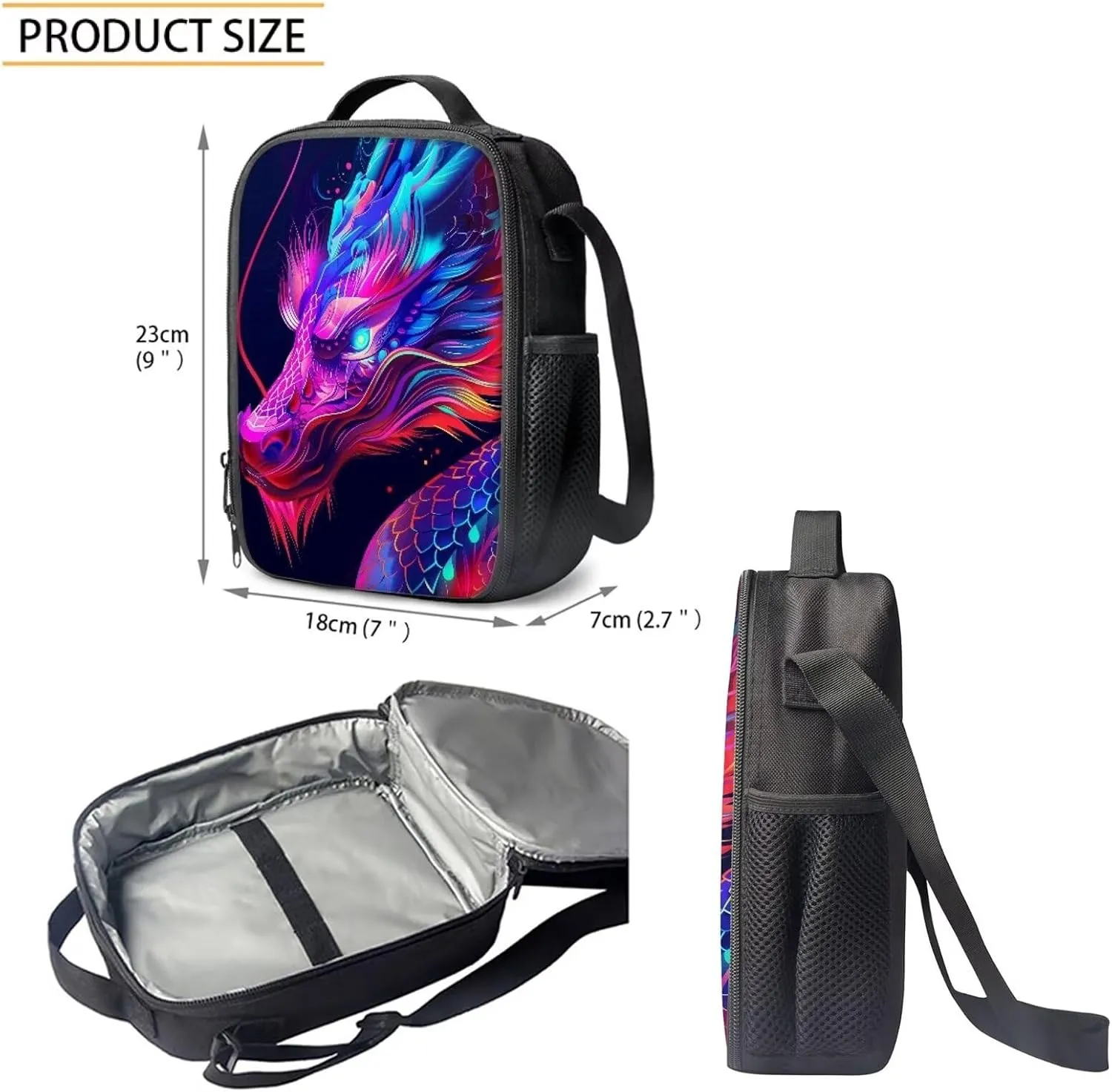 Howilath Novelty School Backpacks 3D Cool Dragon for Teen Boys Bookbags Lightweight with Lunch Bag Back to School Backpack