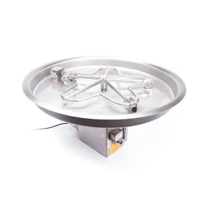 HPC Round Bowl Gas Fire Pit Insert with On/Off Electronic Ignition and Standard Burner