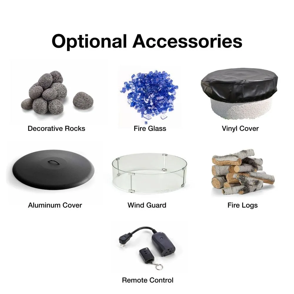HPC Round Bowl Gas Fire Pit Insert with On/Off Electronic Ignition and Standard Burner