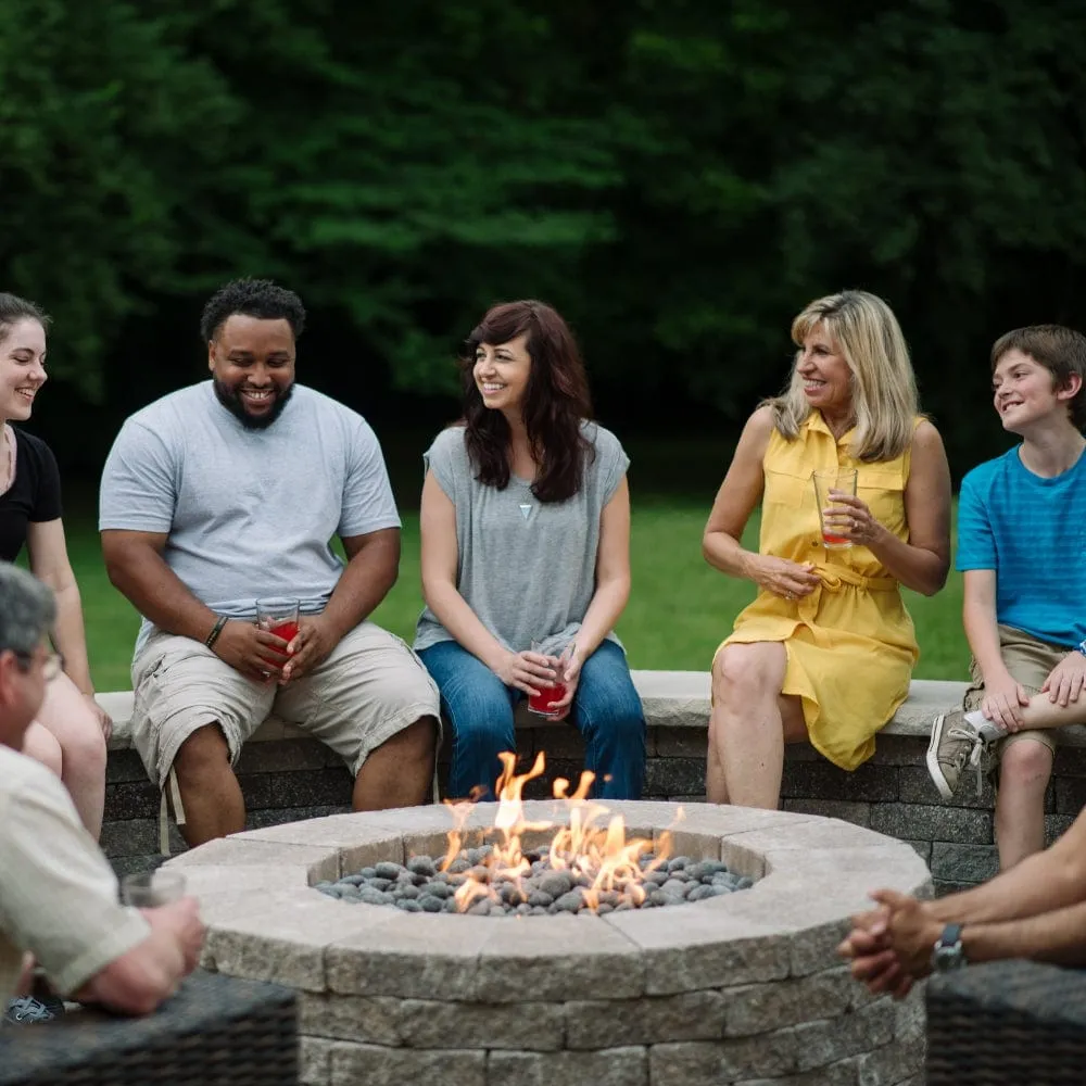HPC Round Bowl Gas Fire Pit Insert with On/Off Electronic Ignition and Standard Burner