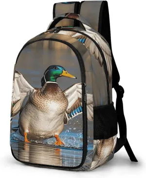 Hunting Flying Wild Ducks Travel Backpack Adjustable Computer Bag Casual Travel Daypack Satchel Backpack Unisex