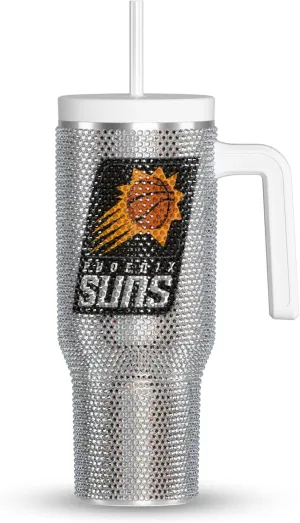 Hydrapeak x NBA Officially Licensed Phoenix Suns Voyager 40 oz Stainless Steel Bling Tumbler with Handle, Insulated Rhinestone Water Bottle With Straw & Lid, Includes Gift Box
