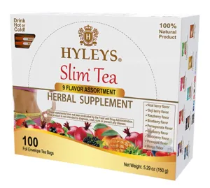 Hyleys Slim Tea 9 Flavor Assortment 100 Ct - Weight Loss Herbal Supplement Cleanse and Detox - 100 Tea Bags (1 Pack)
