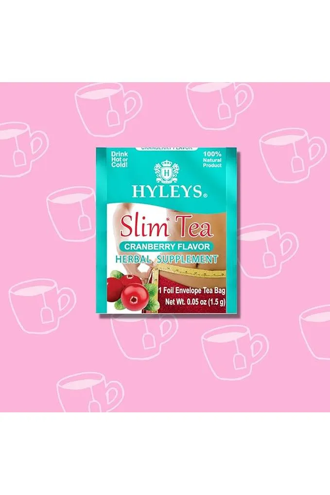 Hyleys Slim Tea Cranberry Flavor - Weight Loss Herbal Supplement Cleanse and Detox - 25 Tea Bags (1 Pack)